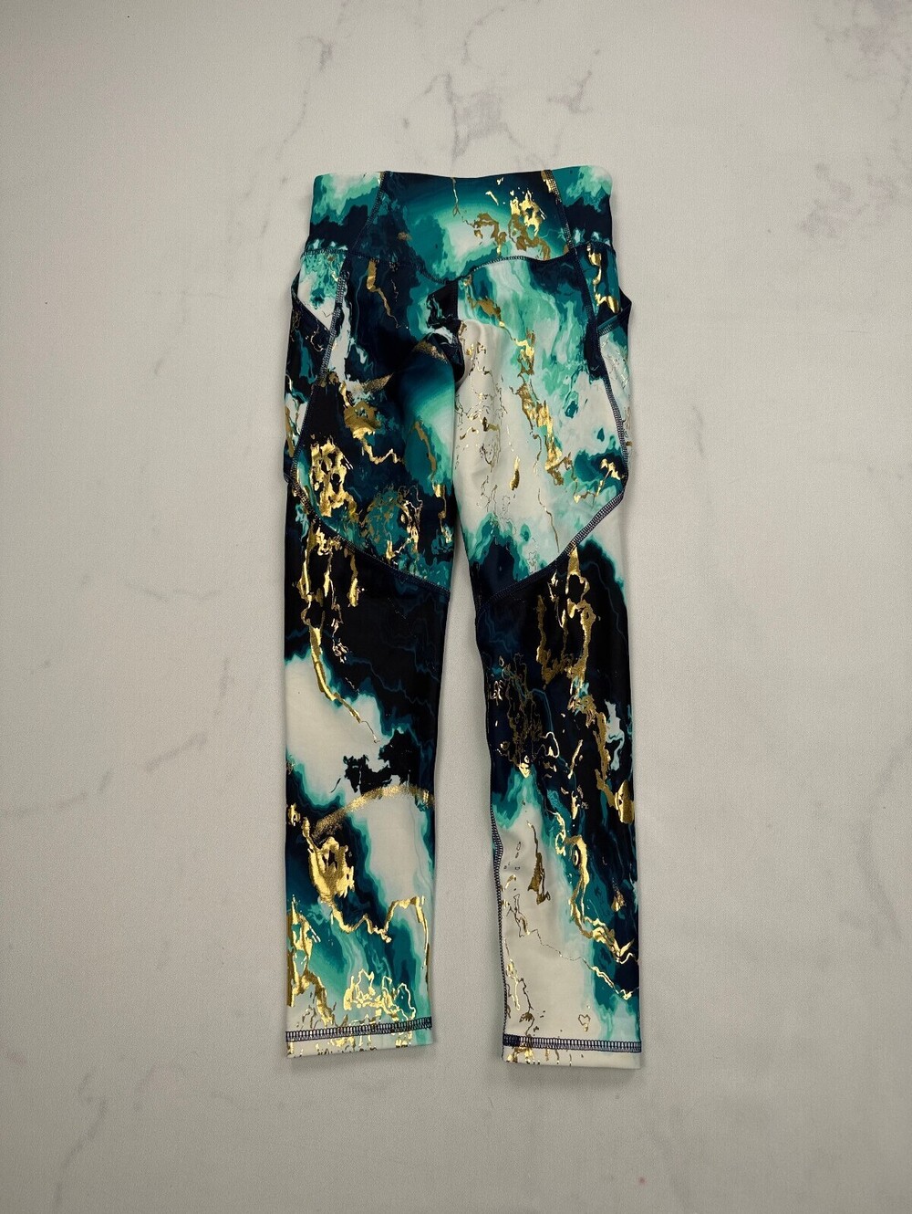 Leggings Turquoise Modern Abstract Print - Girls 6-7